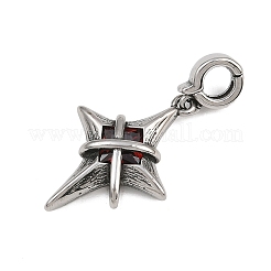 スター 316 サージカルステンレススチール キュービックジルコニア ペンダント装飾  アンティークシルバー  レッド  36mm&nbsp;STAS-Z165-16AS-B02