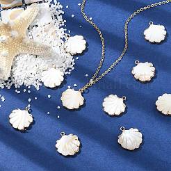 10Pcs Electroplated Natural Freshwater Shell Pendants&nbsp;SHEL-CJ0001-39