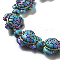 合成ターコイズ染色ビーズ連売り  燃料噴射効果  ウミガメ  モーブ  17~18x14~14.5x7mm  穴：1.6mm  約21~22個/連  13.39''~14.17''（34~36センチメートル）&nbsp;X-G-P507-05M