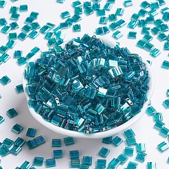 MIYUKIティラビーズ  日本製シードビーズ  2穴  （tl2458)透明ティールab  5x5x1.9mm  穴：0.8mm  約118個/10g&nbsp;X-SEED-J020-TL2458