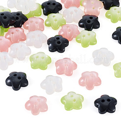 40本4色2穴レジンボタン  花  ミックスカラー  11x11x4mm  穴：1.5mm  10個/カラー&nbsp;BUTT-TA0001-43