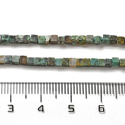 天然アフリカンターコイズ（ジャスパー）ビーズ連売り  キューブ  2~2.5x2.5~3.5x2.5~3mm  穴：0.4mm  約157~165個/連  14.96~15.75''（38~40センチメートル）&nbsp;G-B064-A13