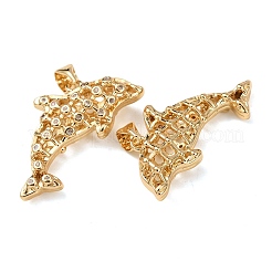 Brass Micro Pave Clear Cubic Zirconia Pendants&nbsp;KK-B184-01G-08