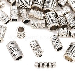 チベット風合金チューブビーズ  混合図形  アンティークシルバー  9~16x4.5~9.5mm  穴：1~6.3mm&nbsp;FIND-C093-01AS