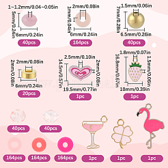 DIYビーズ＆ペンダントジュエリー製作キット  ピンク  6~28.5x6~18x1~6.5mm  穴：1~2.5mm&nbsp;DIY-SC0025-33