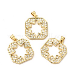 Rack Plating Brass Micro Pave  Cubic Zirconia Pendants&nbsp;KK-B068-34G
