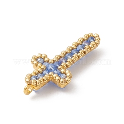 電気メッキガラスチャーム  クロスチャーム  合金とシードビーズ  多面カット  藤紫色  40x29x7mm  穴：1.8mm&nbsp;PALLOY-MZ01132-03