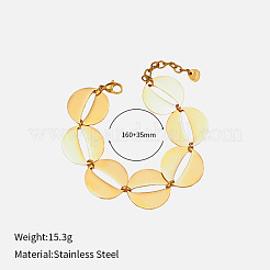 304ステンレススチールリンクチェーンブレスレット  ゴールドカラー  フラットラウンド  6-1/4インチ（16cm）&nbsp;FS-WG6F787-03