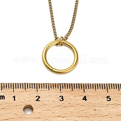 304ステンレススチール二重層リングペンダントネックレス女性男性用  ゴールドカラー  15.94インチ（40.5cm）&nbsp;NJEW-Q028-03G