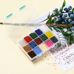 375g15色ガラスシードビーズ  透明色  ラウンド  ミックスカラー  8/0  3~4x2~3mm  穴：0.8~1mm  25 G /カラー&nbsp;SEED-JP0004-01-3mm