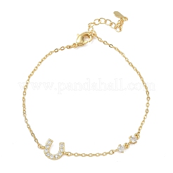 Brass Micro Pave Clear Cubic Zirconia Link Bracelets&nbsp;BJEW-E114-01D-G