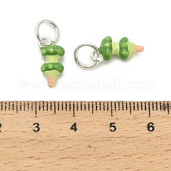 合金エナメルチャーム  丸カン付き  ブロッコリ  15x7.5x4.5mm  穴：5mm&nbsp;ENAM-I080-01S-04