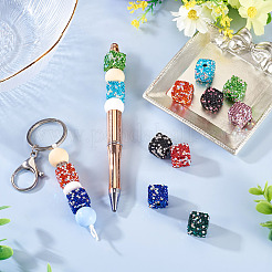 9個 9色 手作りポリマー粘土ラインストーンビーズ  大穴ビーズ  キューブ  ミックスカラー  14.5x14.5x14.5mm  穴：4mm  1pc /カラー&nbsp;RB-TA0001-32