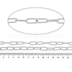 変色しにくい304ステンレススチールのペーパークリップチェーン  描かれた細長いアズキチェーン  溶接されていない  カード用紙付き  ステンレス鋼色  16x7.5x1.5mm&nbsp;CHS-F012-05P