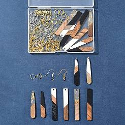 DIY Teardrop/Rectangle & Resin & Walnut Wood Dangle Earrings Making Kits&nbsp;RESI-FS0001-85
