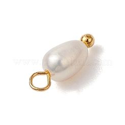 天然淡水真珠ポテトチャーム  真鍮のループを有します  ゴールドカラー  13x4.5mm  穴：2mm&nbsp;X-PALLOY-JF03202-01