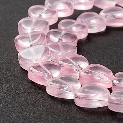 透明なガラスビーズ連  ハート  ピンク  9.5~10x10x3.5~4.5mm  穴：0.8~1mm  約35個/連  13.15~13.31インチ（33.4~33.8cm）&nbsp;GLAA-F112-03F