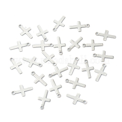 変色しない304ステンレススチールの小さなクロスチャーム  レーザー切断  ステンレス鋼色  10x6x0.4mm  穴：0.9mm&nbsp;STAS-H149-02P