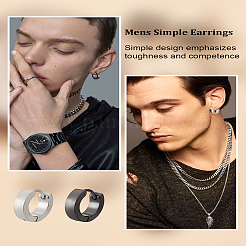 12Pcs 2 Colors 304 Stainless Steel Hoop Earrings&nbsp;EJEW-LP0001-38