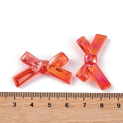 透明なアクリルビーズ  ABカラーメッキ  蝶結び  レッドオレンジ  21x34.5x6.5mm  穴：1.6mm  約390個/500g&nbsp;MACR-L006-04I