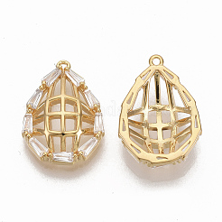 Brass Clear Cubic Zirconia Pendants&nbsp;ZIRC-Q021-025G-NF