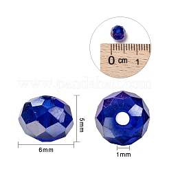 10色の電気メッキガラスビーズ  ABカラーメッキ  多面カット  ロンデル  ミックスカラー  6x5mm  穴：1mm  10色  50個/カラー  500個/箱&nbsp;EGLA-JP0002-01B-6mm