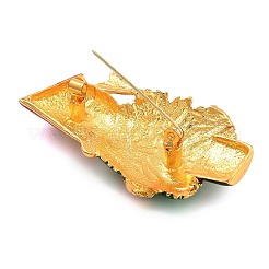 クリスマステーマの合金エナメルブローチ  バックパック服用  雪だるまとクリスマスツリー  ゴールドカラー  56x34mm&nbsp;JEWB-S022-05C-G