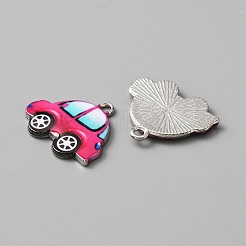 合金エナメルチャーム  車両チャーム  プラチナ  車  フクシア  18.5x21x2mm  穴：1.8mm&nbsp;FIND-CJC0017-17P-01