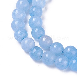 天然石ホワイトジェイドビーズ連売り  染め  模造アクアマリン  ラウンド  6mm  穴：1mm  約61個/連  14.76~14.96インチ（37.5~38cm）&nbsp;X-G-I222-6mm-02