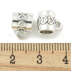 チベットスタイルの合金チューブベイル  鉛フリー＆カドミウムフリー  アンティークシルバー  10.5x8x7mm  穴：2mmと4.5mm&nbsp;TIBE-I026-6017AS
