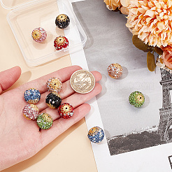 12Pcs 6 Colors Glass Rhinestone Clay Pave Beads&nbsp;FIND-PH0018-36