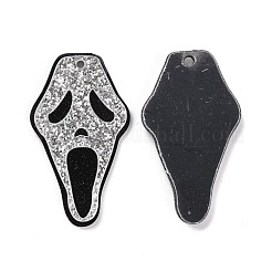 アクリルパーツ  ハロウィン  スカル  ライトグレー  40x23x4mm  穴：1.8mm&nbsp;MACR-M020-10