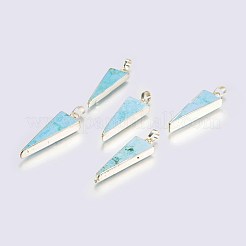 天然石ハウライトペンダント  真鍮パーツ  染め  三角形  ゴールドカラー  43~46x14~15x4~6mm  穴：5x8mm&nbsp;G-E460-15G