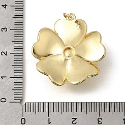 真鍮とABSプラスチックの模造真珠ペンダント  花のチャーム  長持ちメッキ  カドミウムフリー＆鉛フリー  18KGP本金メッキ  20.5x29.5x10.5mm  丸カン：5x0.8ミリ  内径：3.2mm&nbsp;KK-Z155-17G