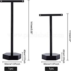 2セット2スタイルのT字型アクリルジュエリーディスプレイラック  ジュエリースタンド  吊り下げイヤリング用  ブラック  4x5x11.1~14.1cm  1セット/スタイル&nbsp;AJEW-FG0001-63B