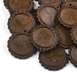 Wooden Pendant Cabochon Settings&nbsp;WOOD-S044-13C
