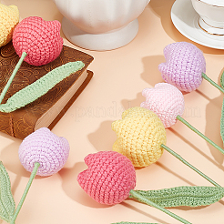 8Pcs 4 Colors Polyester with Iron Wire Artificial Tulip Flower&nbsp;AJEW-ME0001-26A