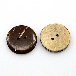 ココナッツボタン  2穴  フラットラウンド  ココナッツブラウン  23x4mm  穴：2mm&nbsp;COCO-I002-097