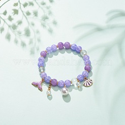 Synthetic Crackle Quartz & Natural Yellow Jade Beaded Stretch Bracelet&nbsp;BJEW-JB08527-04