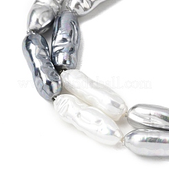 電気メッキガラスシェルパールビーズ連売り  不規則な楕円形  グレー  20~23x6.5~8mm  穴：1mm  約18~19個/連  15.75~16.30''（40~41.4センチメートル）&nbsp;BSHE-B009-C02-7x21mm