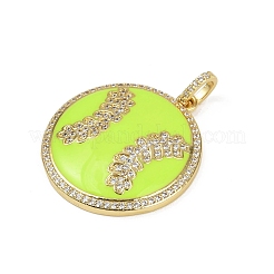 Brass Enamel & Micro Pave Cubic Zirconia Pendants&nbsp;KK-M322-06G-01
