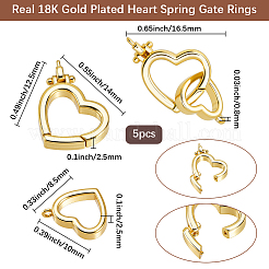 5Pcs Brass Spring Gate Rings&nbsp;KK-BBC0022-05