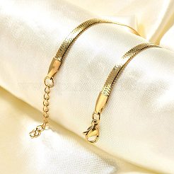 ユニセックス 304 ステンレススチール ヘリンボーン チェーン ブレスレット  カニカン付き  ゴールドカラー  7インチ（17.9cm）  4.3mm&nbsp;X-BJEW-O177-01A-G
