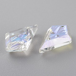 エンボスガラスラインストーンペンダント  多面カット  凧  クリスタルのきらめき  13x8x4mm  穴：1.2mm&nbsp;GLAA-J101-01A-001SI
