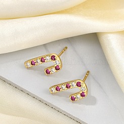 Christmas Rack Plating Brass Cubic Zirconia Stud Earrings&nbsp;EJEW-K245-55C-G