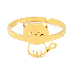 201ステンレススチール製調節可能な女性用リング  動物  猫の形  12.5mm  内径：18mm&nbsp;RJEW-D082-04B