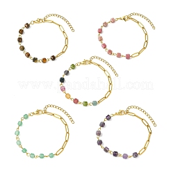 Cube Natural Gemstone Beads Link Bracelets&nbsp;BJEW-JB13903