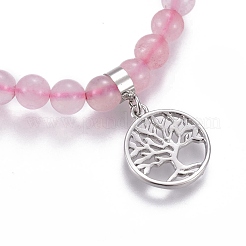 Natural Rose Quartz Charm Bracelets&nbsp;BJEW-I275-B01
