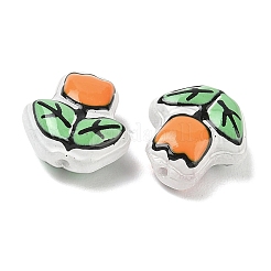 透明なガラスエナメルビーズ  手描きのビーズ  花  染め＆加熱  オレンジ  16~17x14~15x7~8mm  穴：1~1.4mm&nbsp;LAMP-C023-01E