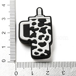 カップ食品グレードの環境に優しいシリコーン焦点ビーズ  DIYネックレスの製作  ブラック  35x22x9mm  穴：2mm&nbsp;LS-SIL-K004-02D